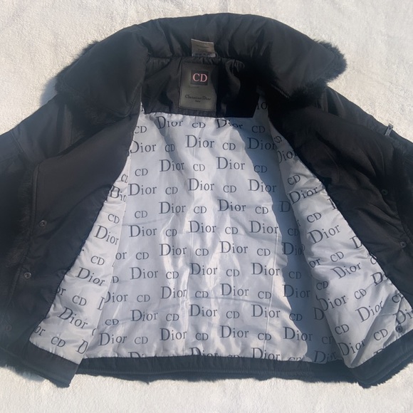 Christian Dior Y2K Black Puffer w/Rabbit Fur Trim EU40 - Picture 2 of 9